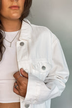 Load image into Gallery viewer, Oversized White Denim Patched Jacket (Eagle)