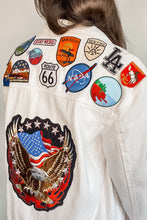 Load image into Gallery viewer, Oversized White Denim Patched Jacket (Eagle)