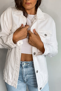 Oversized White Patched Denim Jacket (USA)