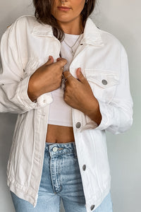 Oversized White Patched Denim Jacket (USA)