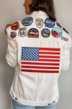 Load image into Gallery viewer, Oversized White Patched Denim Jacket (USA)